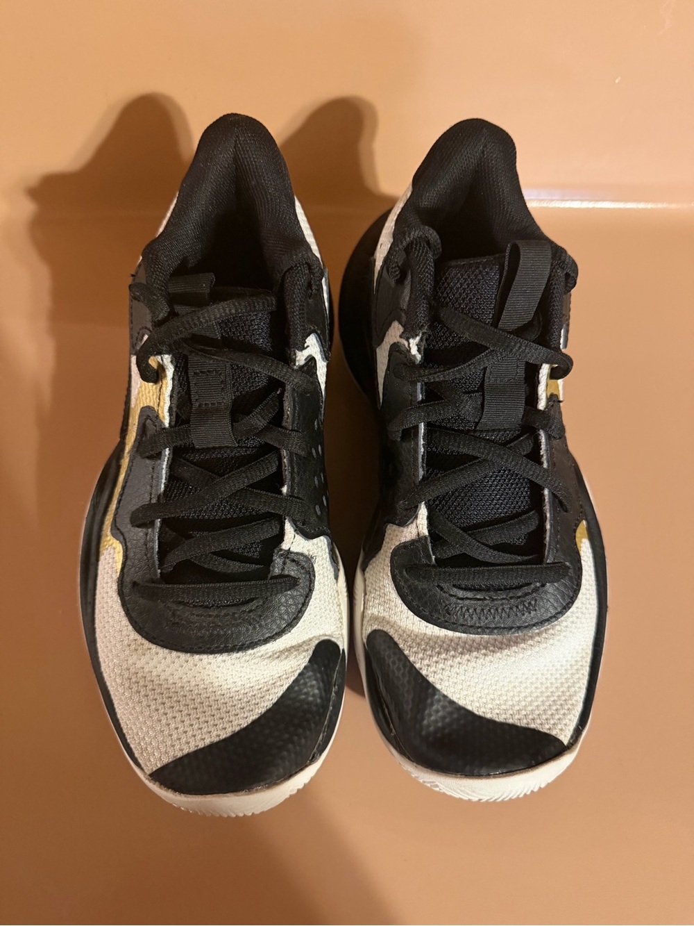 Under Armour Kids Black White and Gold Sneakers